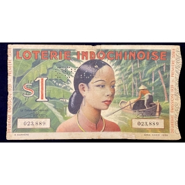 Vé số Đông Dương năm 1939 - Premium Series - Sử dụng 3 Nước -Việt Nam - Laos - Campuchia- Indochina