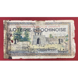 Vé số Đông Dương năm 1944-Series D - Sử dụng 3 Nước -Việt Nam - Laos - Campuchia- Indochina Lottery
