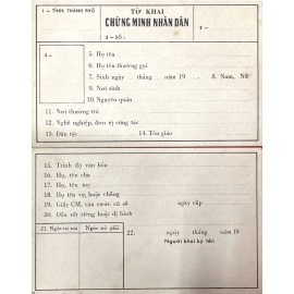 Tờ Khai CMND năm 1900