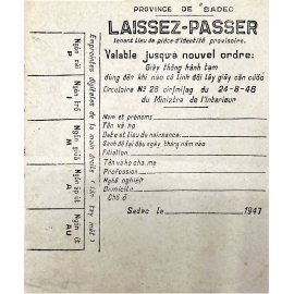 Giấy thông hành tạm thời / Giấy đi đường tạm thời của chính quyền Pháp tại Nam Kỳ thời kỳ thuộc địa,