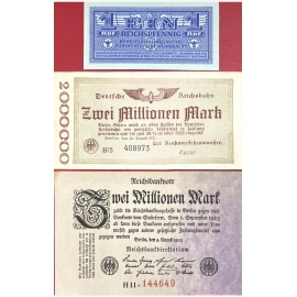 Đức - Thời Weimar (1923) và Thế chiến II- 1/2/3 milion mark