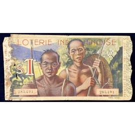 Vé số Đông Dương năm 1941 - Series C - Sử dụng 3 Nước -Việt Nam - Laos - Campuchia -Indochina lotter